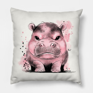 Grumpy Baby Hippo Pillow