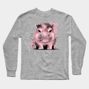 Grumpy Baby Hippo Long Sleeve T-Shirt