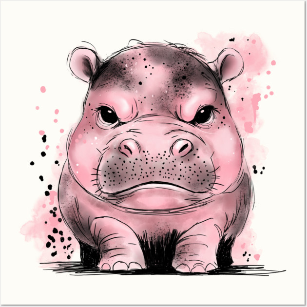 Grumpy Baby Hippo Wall Art by H. R. Sinclair