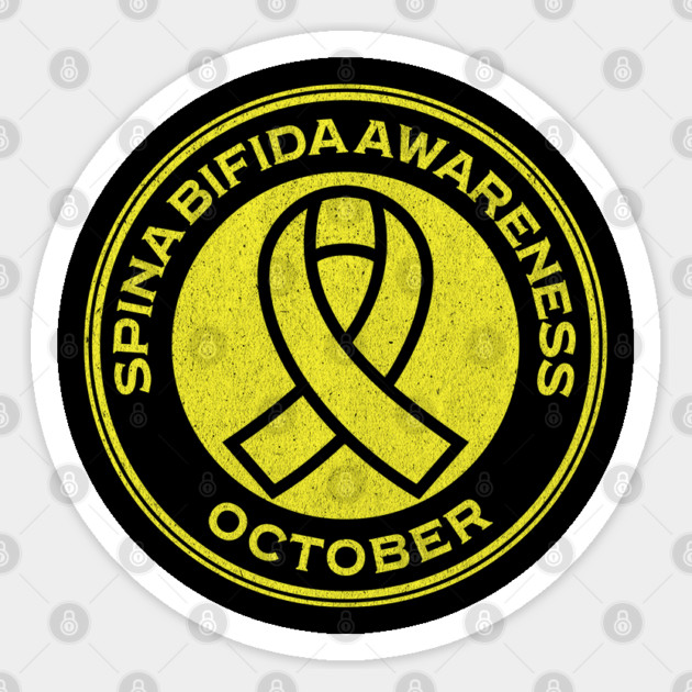 Spina Bifida Awareness October Yellow Ribbon Spina Bifida Sticker by Yesteeyear