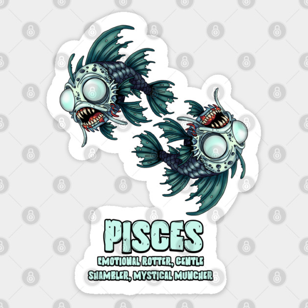 Pisces Zombie Sticker by H. R. Sinclair