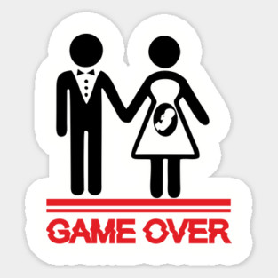 Funny Game Over Pregnancy Bachelor Stag Party Sticker