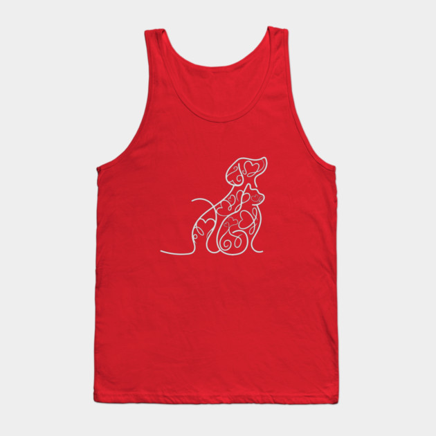 Cat & Dog Doodle - Hearts and Love Tank Top by TuncGK