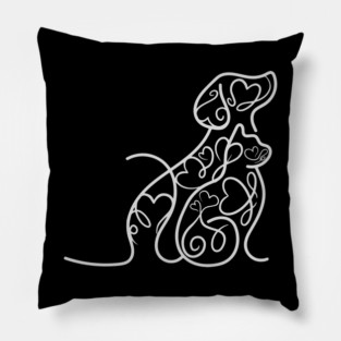 Cat & Dog Doodle - Hearts and Love Pillow