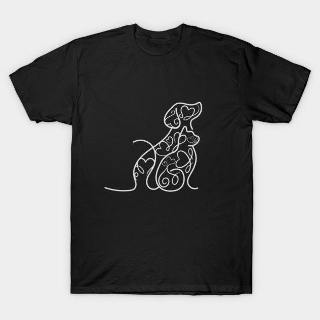 Cat & Dog Doodle - Hearts and Love T-Shirt by TuncGK