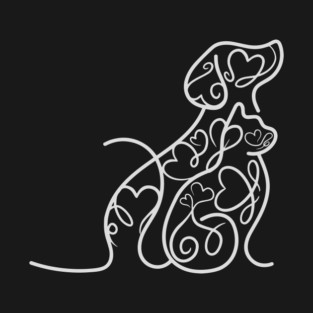 Cat & Dog Doodle - Hearts and Love T-Shirt