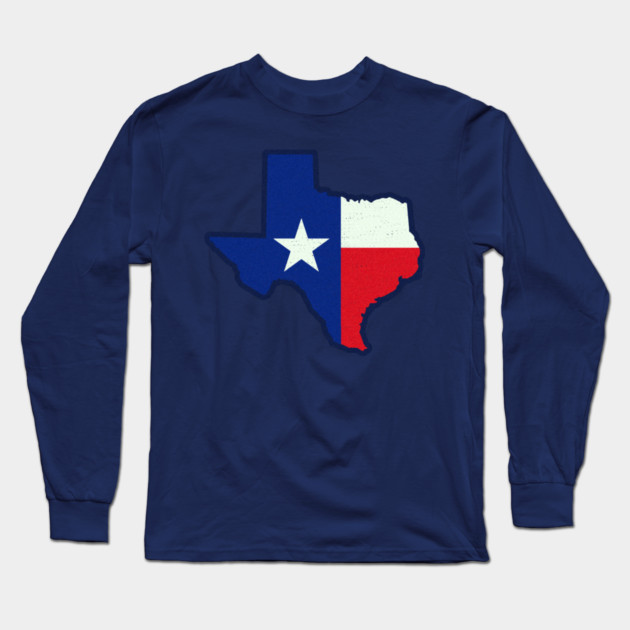 State Shape Texas Flag Long Sleeve T-Shirt by DonWillisJrArt