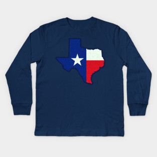 State Shape Texas Flag Kids Long Sleeve T-Shirt