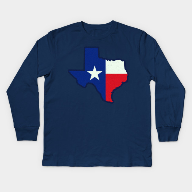 State Shape Texas Flag Kids Long Sleeve T-Shirt by DonWillisJrArt