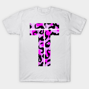 Copy of Letter T Watercolour Leopard Print Alphabet T-Shirt
