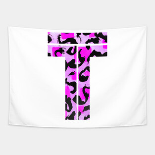 Copy of Letter T Watercolour Leopard Print Alphabet Tapestry
