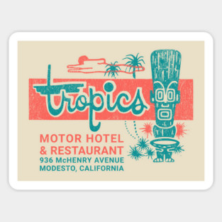 Vintage Hotel Matchbook Tropics Motor Hotel Modesto California Magnet