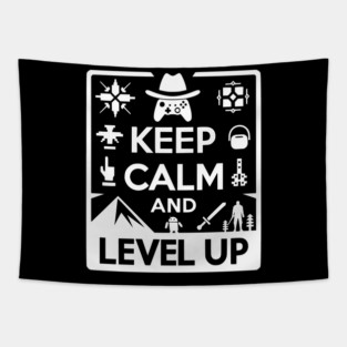 Keep Calm and Level Up Tapestry