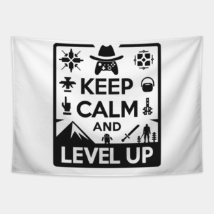 Keep Calm and Level Up Tapestry