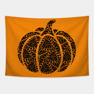 Pumpkin Webs - Geometric Trippy Nature Design Tapestry
