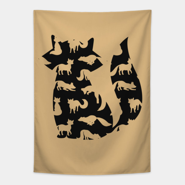 Fox in Fox - Minimalist Autumn Pattern Tapestry by TuncGK