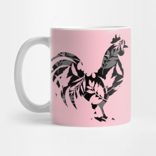 Autumn Leaves in Rooster Silhouette Pattern Mug