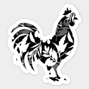 Autumn Leaves in Rooster Silhouette Pattern Sticker