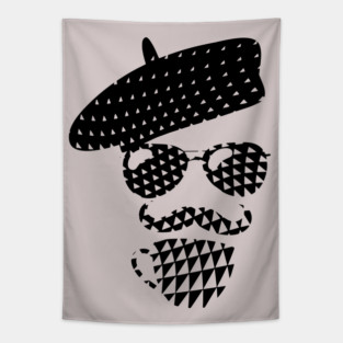 Guy Drinking Coffee - Silhouette Retro Pattern Tapestry