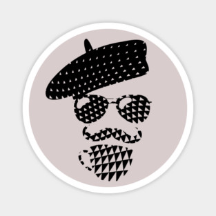 Guy Drinking Coffee - Silhouette Retro Pattern Magnet