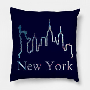 New York Skyline Abstract Line Art Pillow