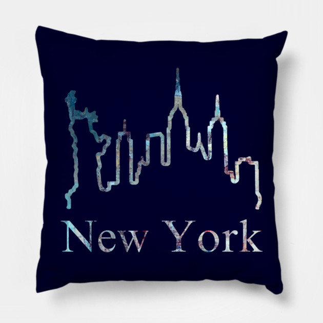 New York Skyline Abstract Line Art Pillow by DonWillisJrArt