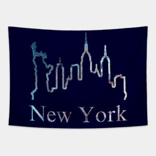 New York Skyline Abstract Line Art Tapestry