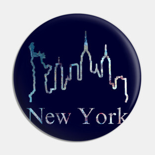 New York Skyline Abstract Line Art Pin