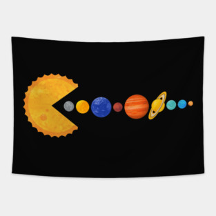 Pacman Eating Planets Tapestry