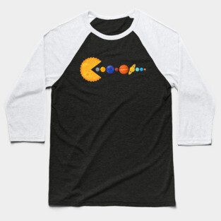 Pacman Eating Planets Baseball T-Shirt