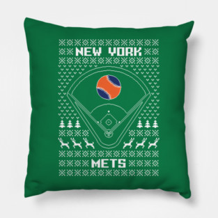 New York Mets Ugly Christmas Sweater Pillow