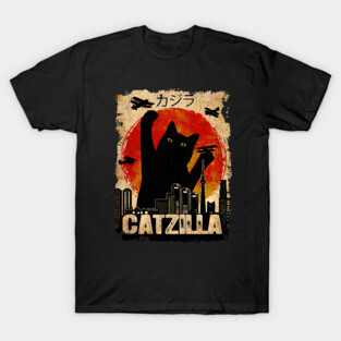 Vintage Catzilla Funny Black Cat T-Shirt