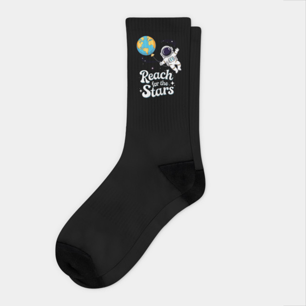 Reach for the Stars Astronaut Kids Design Socks by Designed By Marty