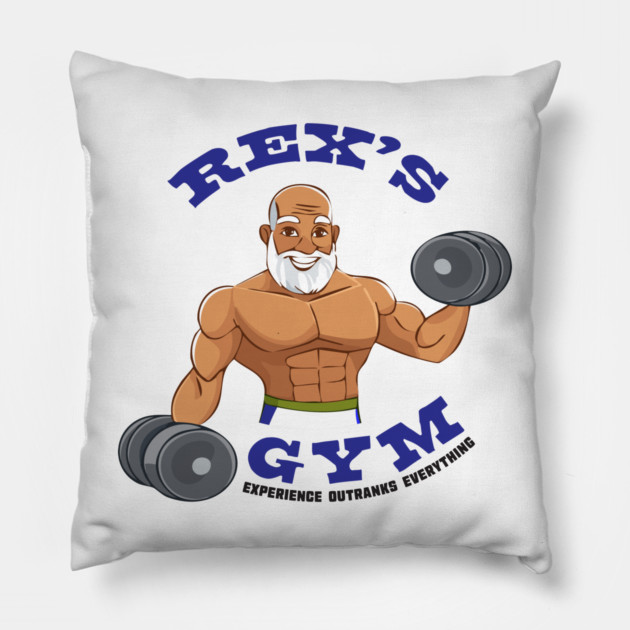 Rex's Gym Pillow by Officially Old Gym