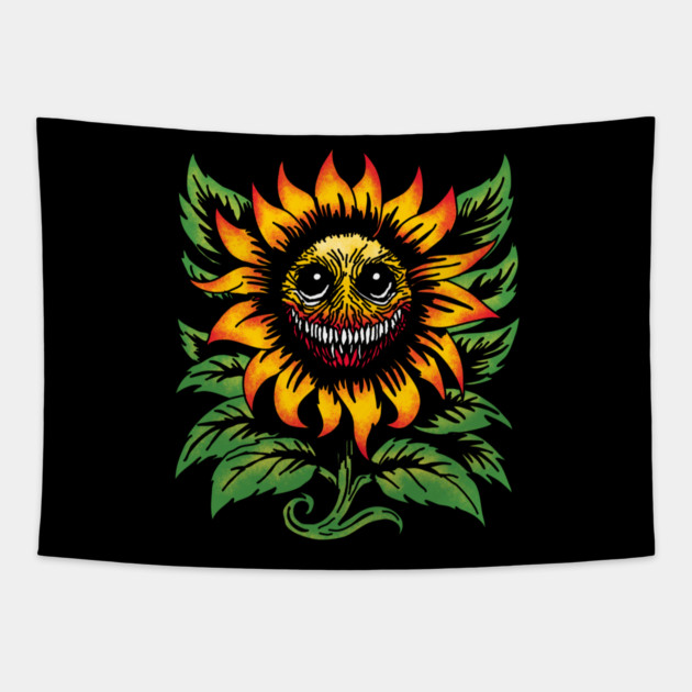 Creepy Sunflower Tapestry by H. R. Sinclair