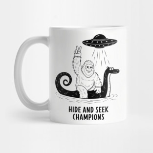 Hide and Seek Champions Bigfoot Loch Ness Monster UFO Cryptid Mug