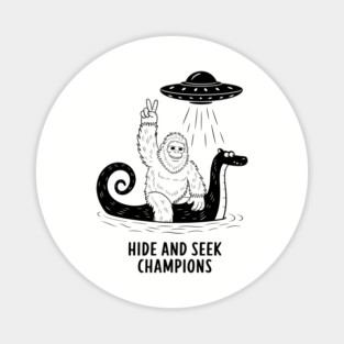Hide and Seek Champions Bigfoot Loch Ness Monster UFO Cryptid Magnet