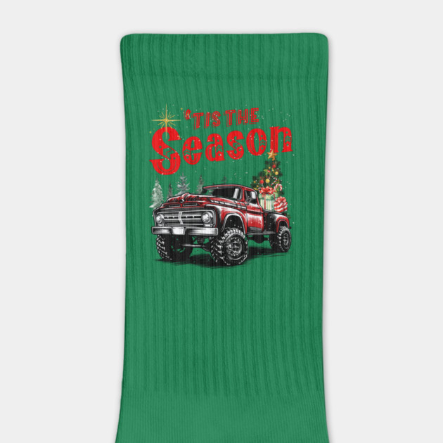 Tis The Season Red Truck Christmas Tree Holiday Xmas Trucker by JessArty