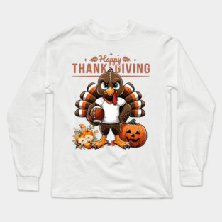 Thanksgiving American Football Player Turkey Long Sleeve T-Shirt