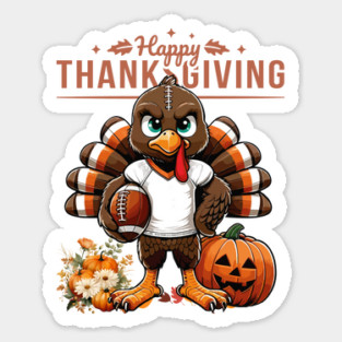 Thanksgiving American Football Player Turkey Sticker