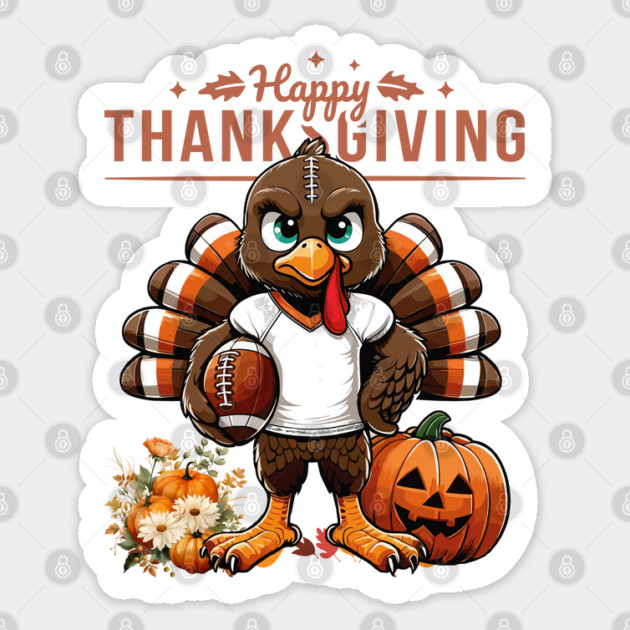 Thanksgiving American Football Player Turkey Sticker by JessArty