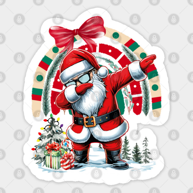 Dabbing Santa Claus Christmas Tree Lights Fun Rainbow xmas Sticker by JessArty