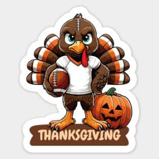 Thanksgiving American Football Player Funny Turkey Toddler Sticker