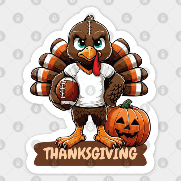 Thanksgiving American Football Player Funny Turkey Toddler Sticker by JessArty