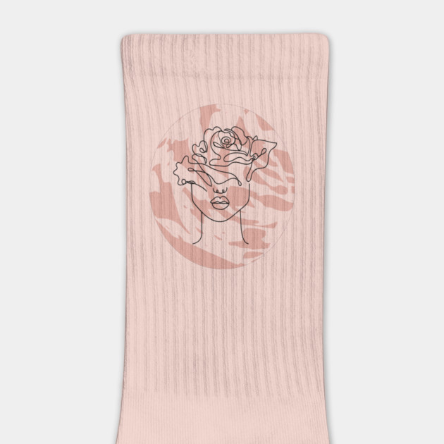 Pink Line Art Woman, Boho Style Vintage Art, Abstract Minimalist Art, Simple Gift Idea by CrystalJ 