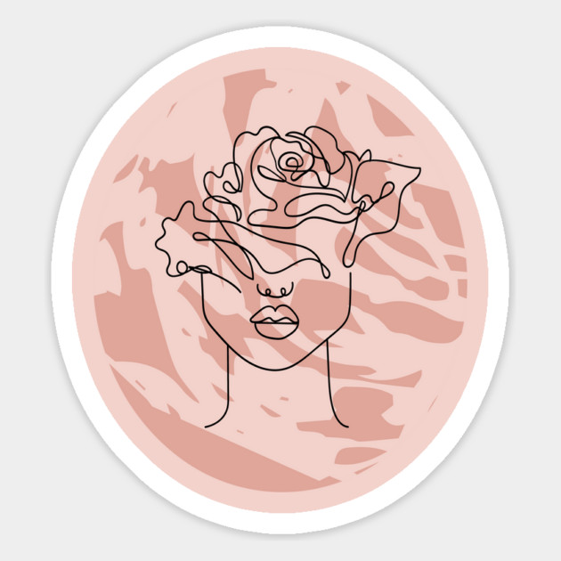 Pink Line Art Woman, Boho Style Vintage Art, Abstract Minimalist Art, Simple Gift Idea Magnet by CrystalJ 