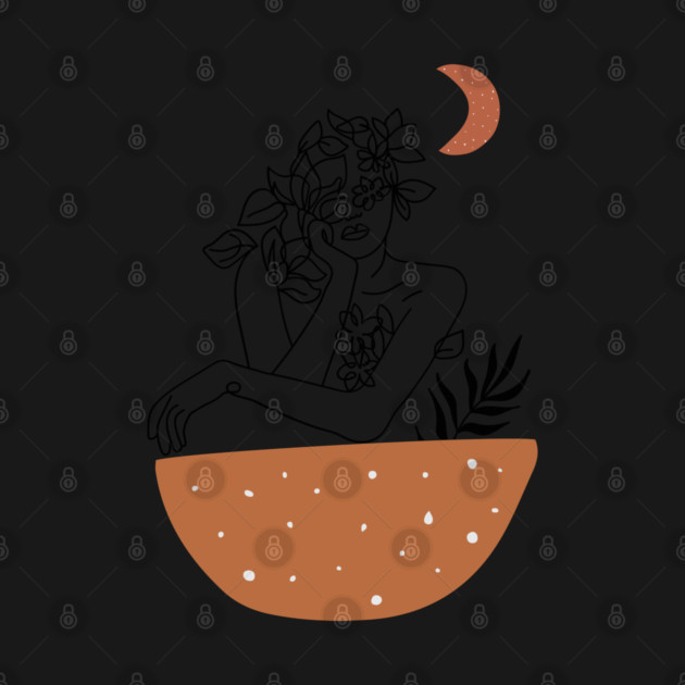 Boho Woman Line Art, Floral Mid Century Vintage Art,  BohoStyle Gift for mom, sister. 80s vibes , Christmas Gift by CrystalJ 