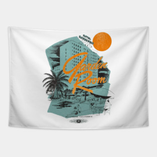 The Hollywood Hotel by the Poolside Retro Roosevelt Palm Trees Tapestry