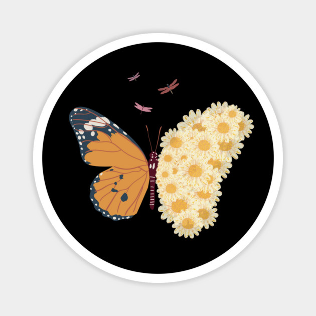 Butterfly & Flower Blooming Art, Sunflower Nature Lover Gift, Floral Christmas  Gift, Boho Vibes Magnet by CrystalJ 