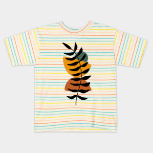 Boho Feather and Shapes, Tropical Leaves, Boho Lover Gifts for Christmas, Botanical Plants Shapes Kids T-Shirt